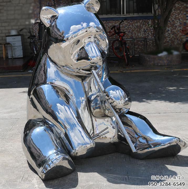 室內(nèi)狗熊雕塑，拉絲海洋雕塑，抽象效果