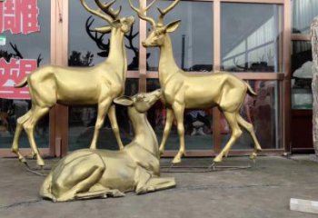 小區馴鹿雕塑，拉絲海洋雕塑，抽象效果