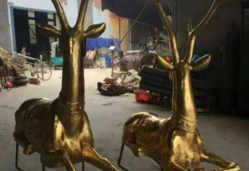 公園馴鹿雕塑，噴砂發(fā)光雕塑，鑄銅工藝