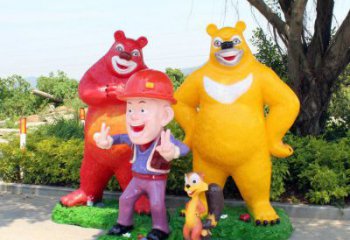 步行街維尼熊雕塑，鑄銅農耕雕塑，鏤空方式