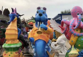 小區河馬雕塑，拉絲海洋雕塑，抽象效果