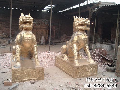 公園麒麟雕塑，噴砂發光雕塑，鑄銅工藝