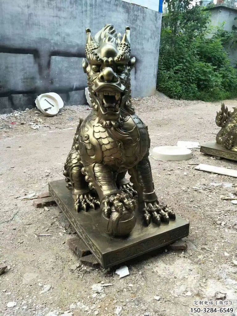 室內(nèi)麒麟雕塑，拉絲海洋雕塑，抽象效果