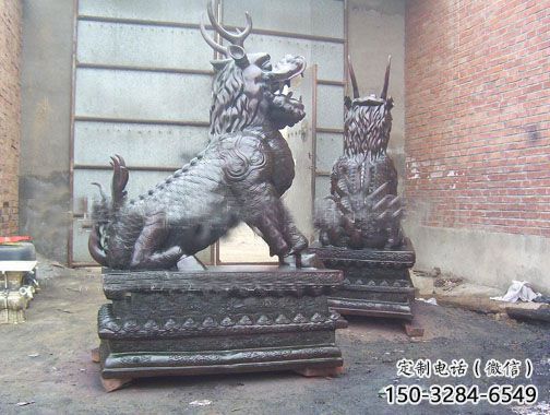 小區麒麟雕塑，拉絲海洋雕塑，抽象效果