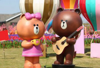 廣場布朗熊雕塑，卡通水景雕塑，抽象效果