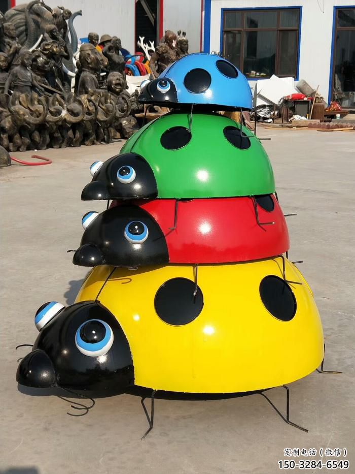 彩繪瓢蟲雕塑 仿真昆蟲動物雕塑 步行街擺件