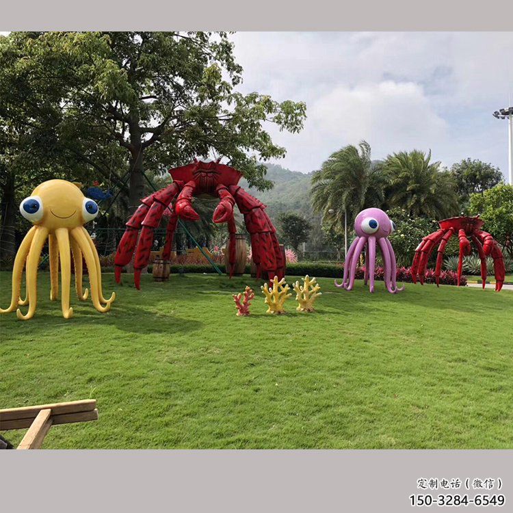 室內烏賊雕塑，拉絲海洋雕塑，抽象效果