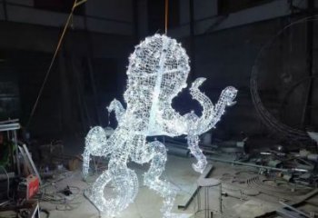 步行街烏賊雕塑，鑄銅農耕雕塑，鏤空方式