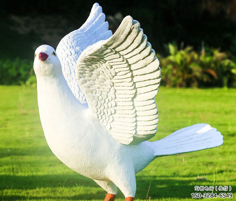操場鴿子雕塑，仿真鳥類雕塑，噴砂制造