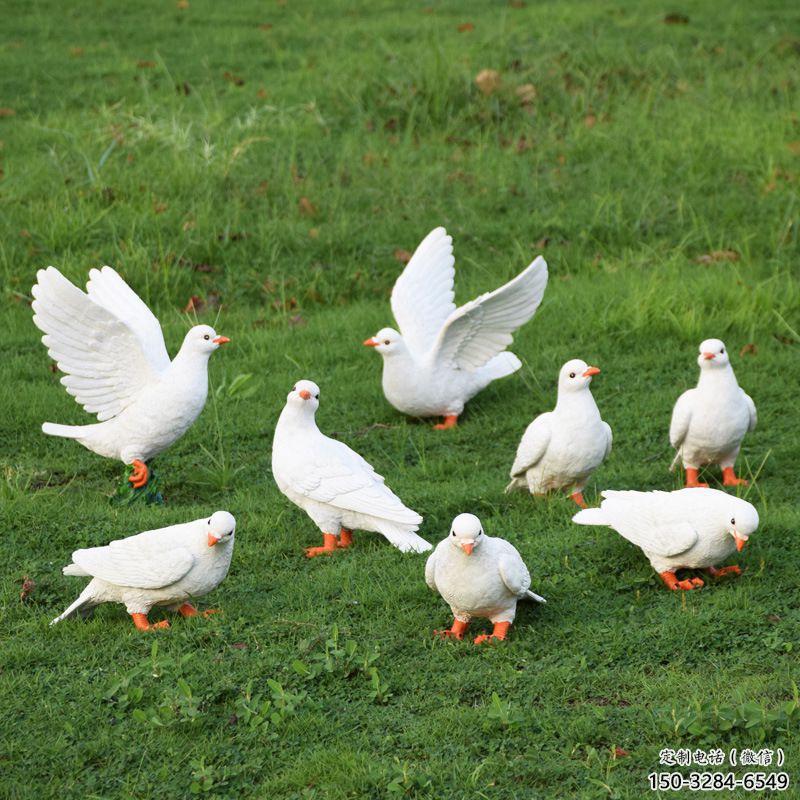 鴿子雕塑，鍍銅鳥類雕塑，鏡面工藝