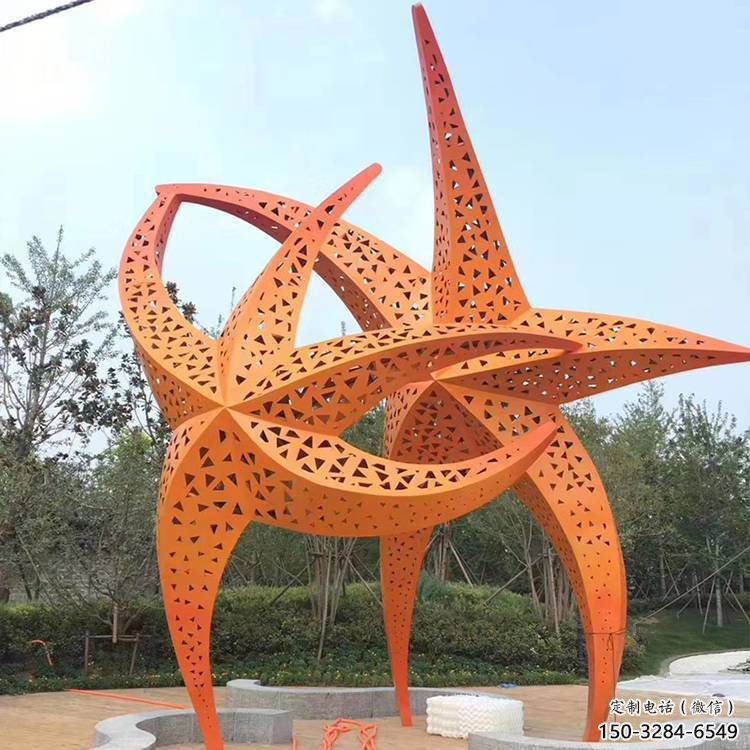 操場海星雕塑，仿真海洋雕塑，噴砂制造