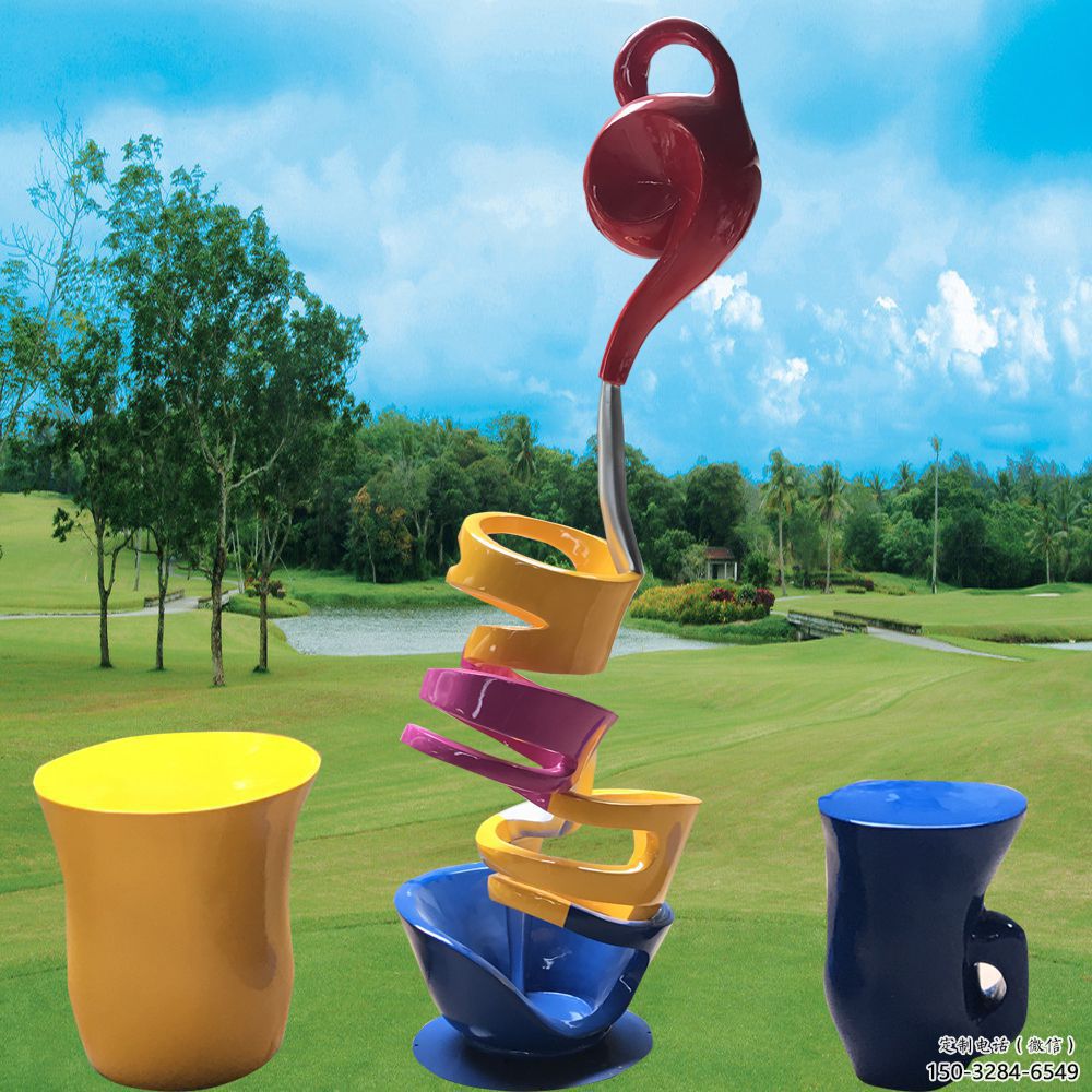 室內茶壺雕塑，拉絲景觀雕塑，抽象效果