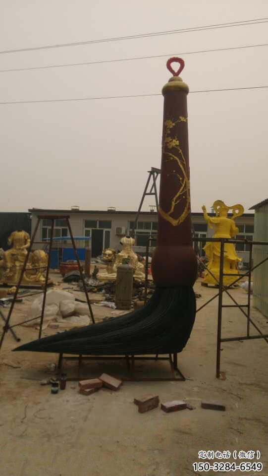 街道毛筆雕塑，鍛造景觀雕塑，古銅效果