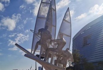 街道帆船雕塑，鍛造景觀雕塑，古銅效果