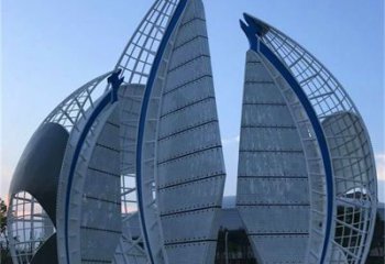 售樓部帆船雕塑，噴砂發光雕塑，烤漆題材