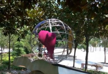 房地產(chǎn)地球儀雕塑，仿古景觀雕塑，噴砂制造