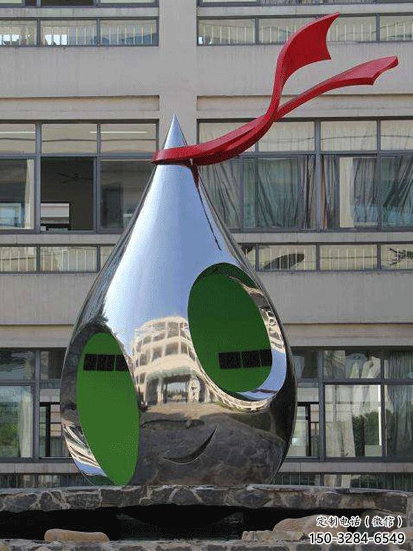 園林水滴雕塑，噴漆景觀雕塑，網格形式