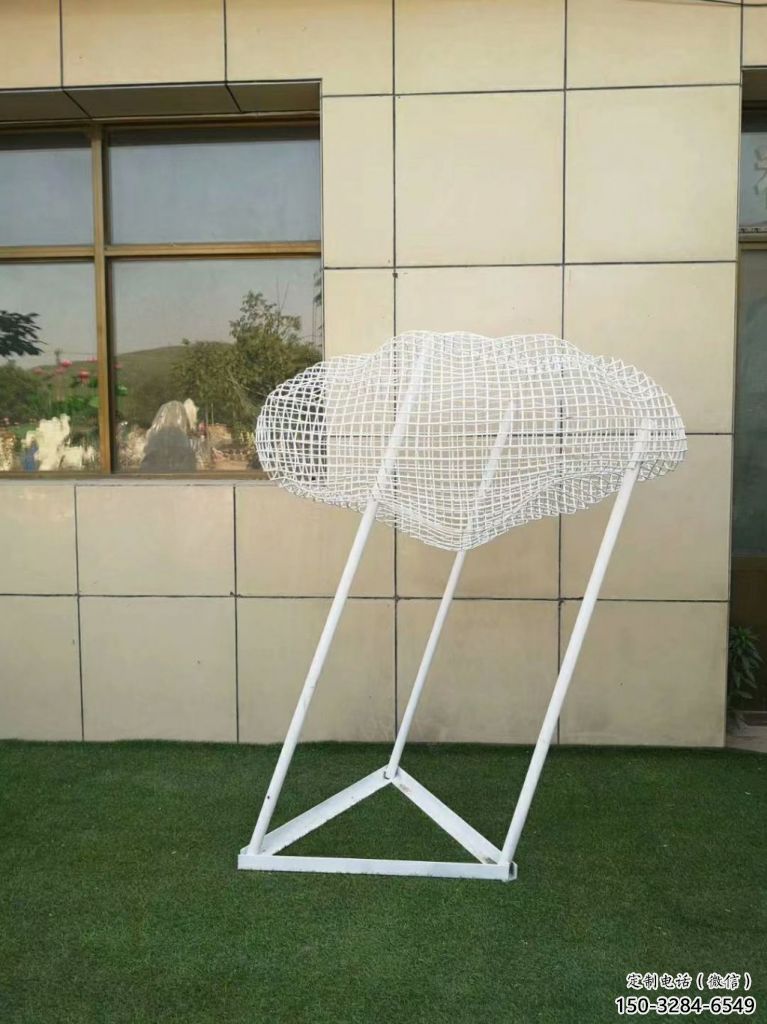 庭院云朵雕塑，鍍金歐式雕塑，網格形式