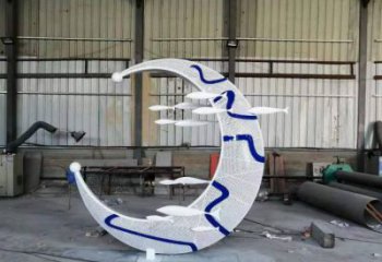 幼兒園月亮雕塑，鐵藝文化雕塑，鑄造制作