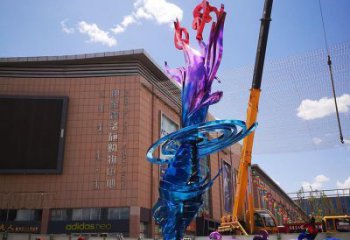 小區(qū)海浪雕塑，拉絲景觀雕塑，抽象效果