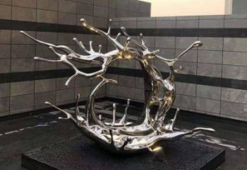 庭院海浪雕塑，鍍金歐式雕塑，鏡面形式