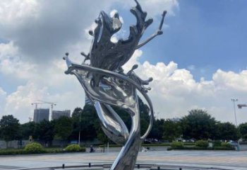 園林海浪雕塑，噴漆景觀雕塑，鏡面形式