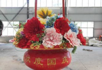 室內(nèi)花籃雕塑，拉絲景觀雕塑，抽象效果