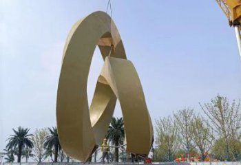 室內圓環雕塑，拉絲景觀雕塑，抽象效果