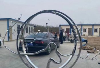 圓環雕塑，鏤空景觀雕塑，抽象效果