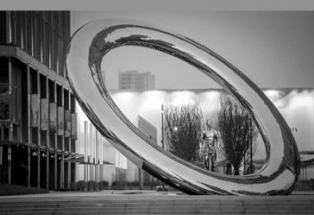 廣場圓環雕塑，抽象水景雕塑，鏡面效果