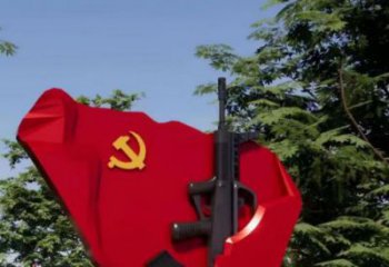 小區(qū)黨徽雕塑，拉絲黨建雕塑，抽象效果