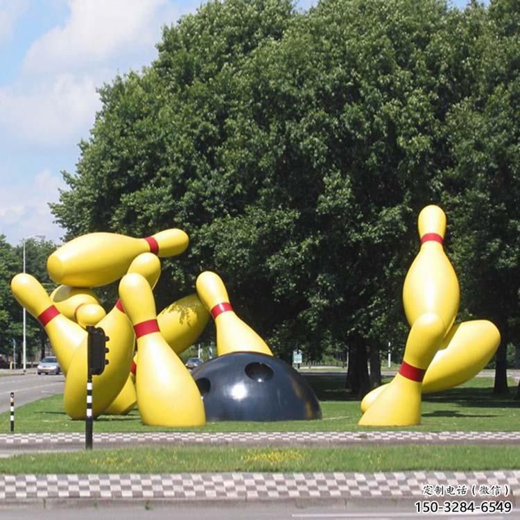 街道保齡球雕塑，鍛造景觀雕塑，彩繪效果
