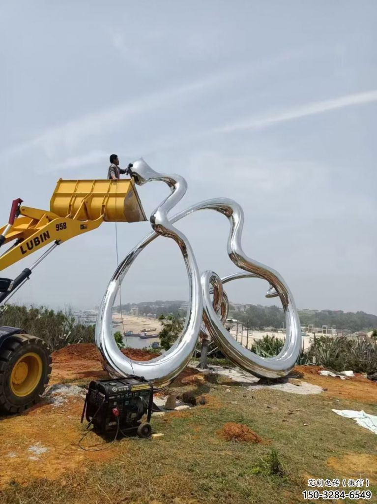 公園福字雕塑，噴砂發光雕塑，鍛造工藝