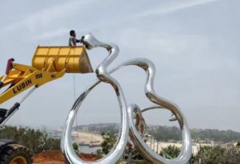 公園福字雕塑，噴砂發(fā)光雕塑，鍛造工藝