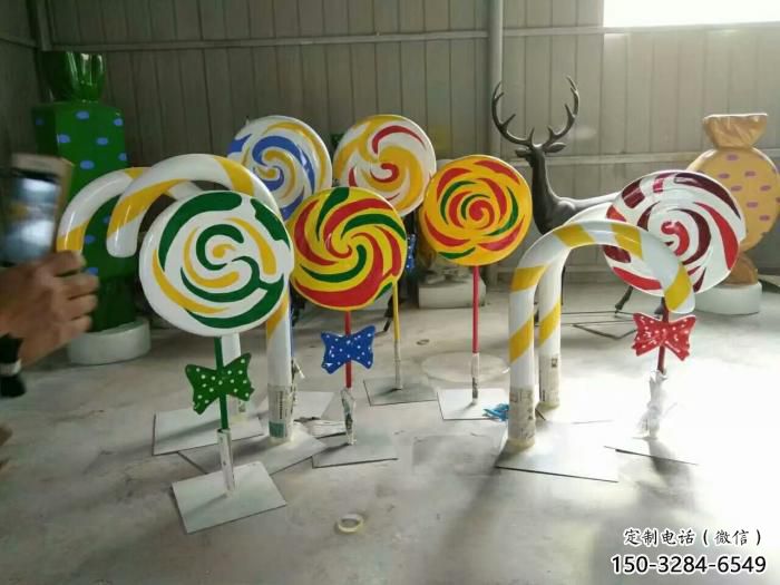 街頭糖果雕塑 大型別墅區擺件 鋼管雕塑
