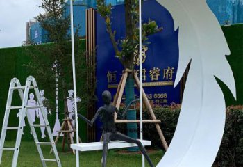 幾何羽毛雕塑 發光公園小品 大門口雕塑