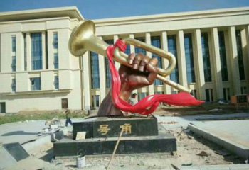 制作彩繪號(hào)角雕塑廠 仿真景觀雕塑 步行街?jǐn)[件