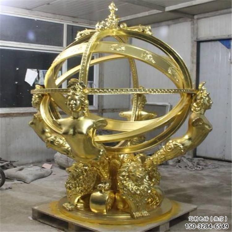 酒店地動儀雕塑，鍍金歐式雕塑，仿古擺件