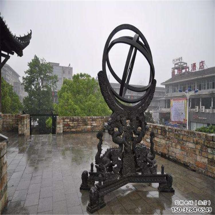 售樓部地動儀雕塑，噴砂發光雕塑，烤漆題材