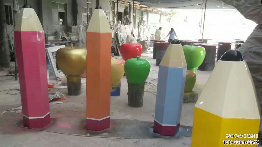 大門口鉛筆雕塑 發(fā)光公園小品 仿真雕塑