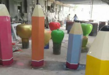 大門口鉛筆雕塑 發(fā)光公園小品 仿真雕塑