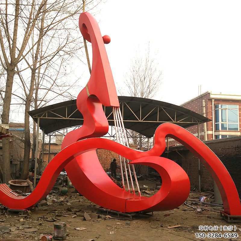 拉絲吉他雕塑 鏤空創(chuàng)意擺件 別墅區(qū)雕塑