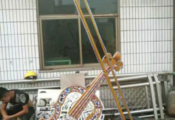 農(nóng)村吉他雕塑 抽象藝術(shù)擺件 烤漆雕塑