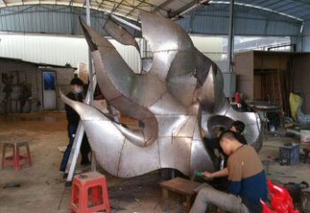 房地產(chǎn)火焰雕塑 現(xiàn)代景觀擺件 幾何雕塑