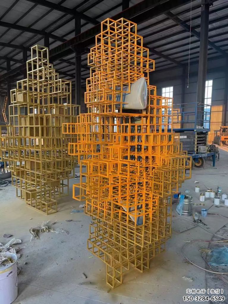 燈光魔方雕塑 懸空餐飲店小品 商業街雕塑