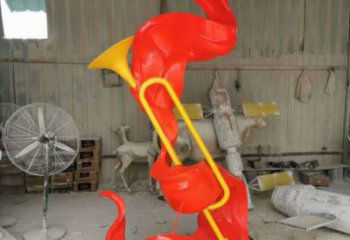 噴漆軍號(hào)雕塑 中式村口小品 草地雕塑
