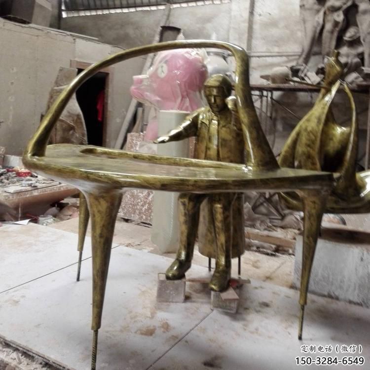 電鍍鋼琴雕塑 噴水園林擺件 政府雕塑