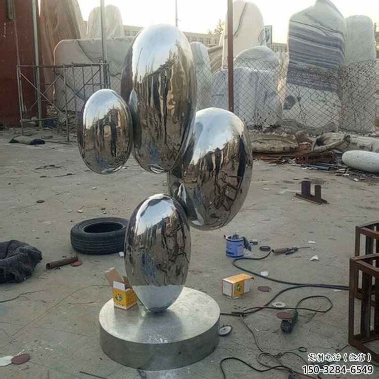 啞光雞蛋雕塑 拉絲景觀小品 步行街雕塑