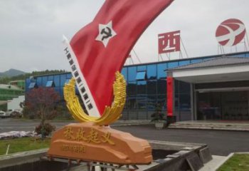 國旗雕塑，革命黨建雕塑，黨建擺件