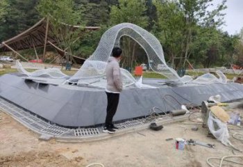 博物館飄帶雕塑 電鍍現代小品 公園雕塑